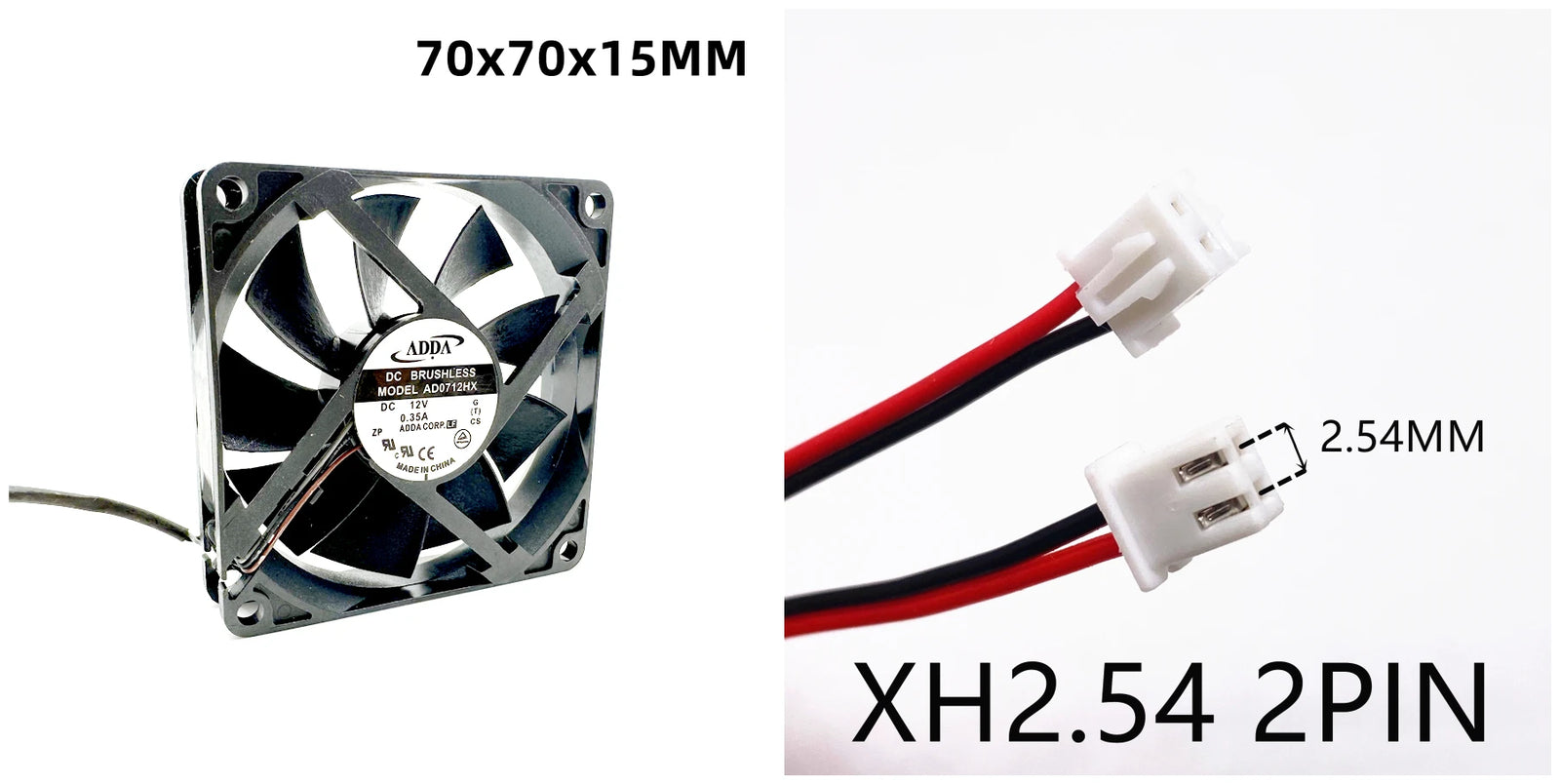 7015 70MM 70x70x15mm Cooling Fan ADDA AD0712HX 12V 0.35A With 3Wires