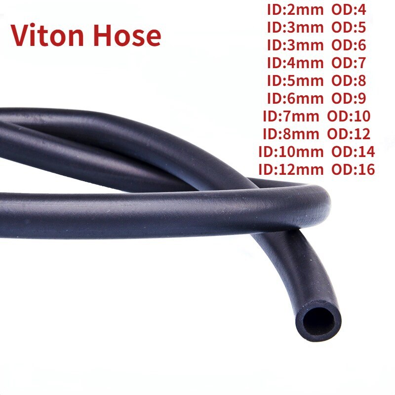 ID:2-12mm OD:4-16mm Viton Hose FKM FPM Viton Hose Oil Resistant 3 meter