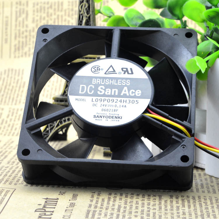 SANYO L09P0924H305 92*92*25mm DC 24V 0.14A 3 wire Cooler Cooling Fan