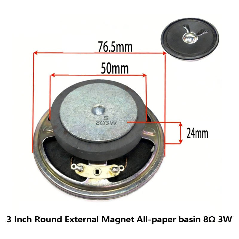 3 Inch 4Ω 8Ω 16Ohm 1W 2W 3W 5W 10W 20W Full-range Speaker Loudspeaker Waterproof