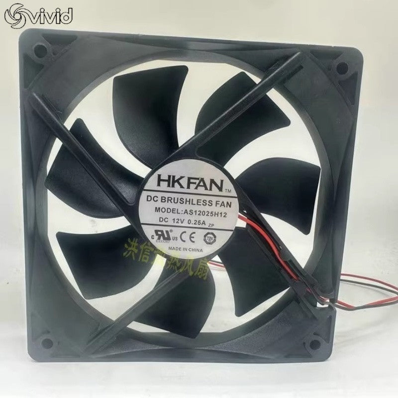 HKFAN 12025 AS12025H12 DC12V 0.25A 12CM 2-Pin Silent Cooling Fan