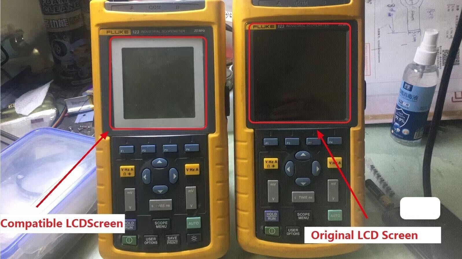 New LCD Compatible Display For FLUKE 123 124 125 43B Scopemeter matrix Screen