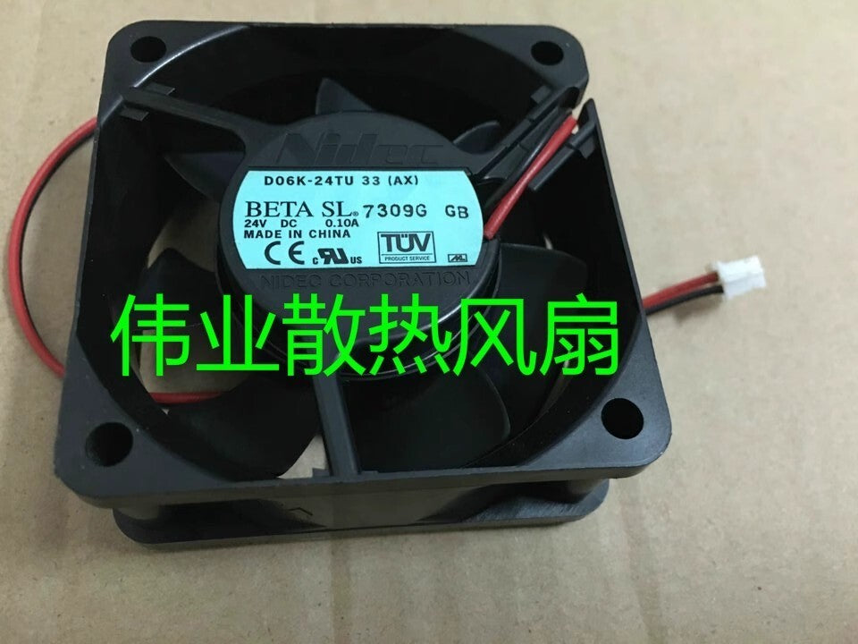 Nidec D06K-24TU 33(AX) 24V 0.10A 6025 6CM 2-Wire Printer Cooling Fan