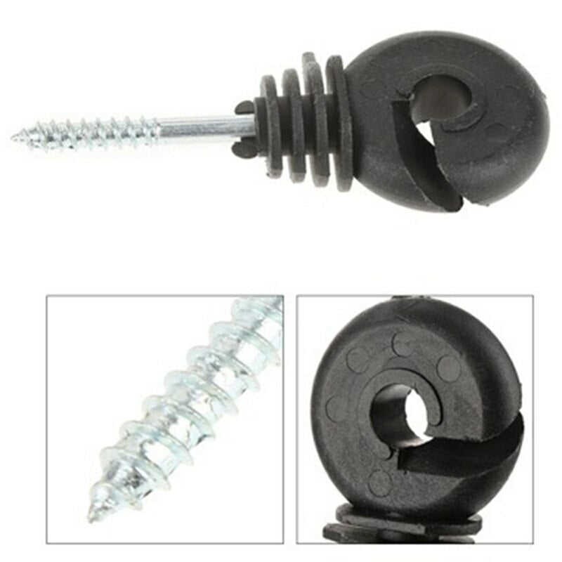 Electric Fence Offset Ring Insulator Fencing Screw In Posts Wire Safe 50Pcs