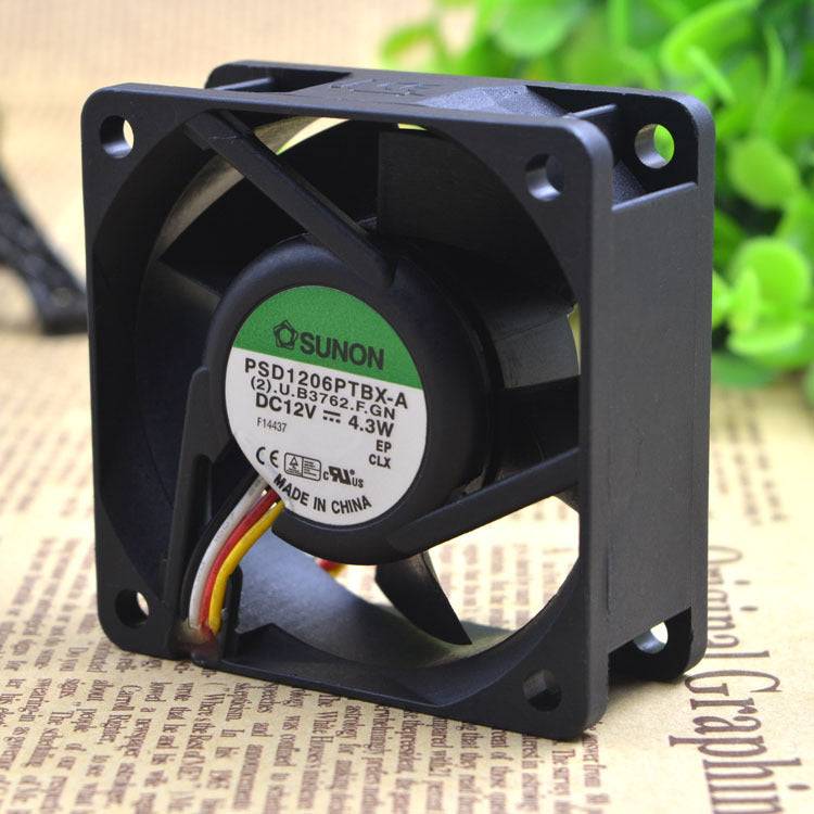 SUNON PSD1206PTBX-A 12V 4.3W 4wire 60x60x25mm Dual Ball Bearing Case Cooling Fan