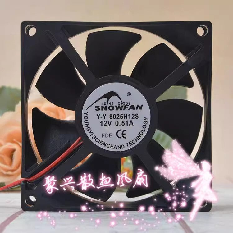 SNOWFAN Y-Y8025H12S 12V 0.51A 8025 8cm 2-Wire Cooling Fan