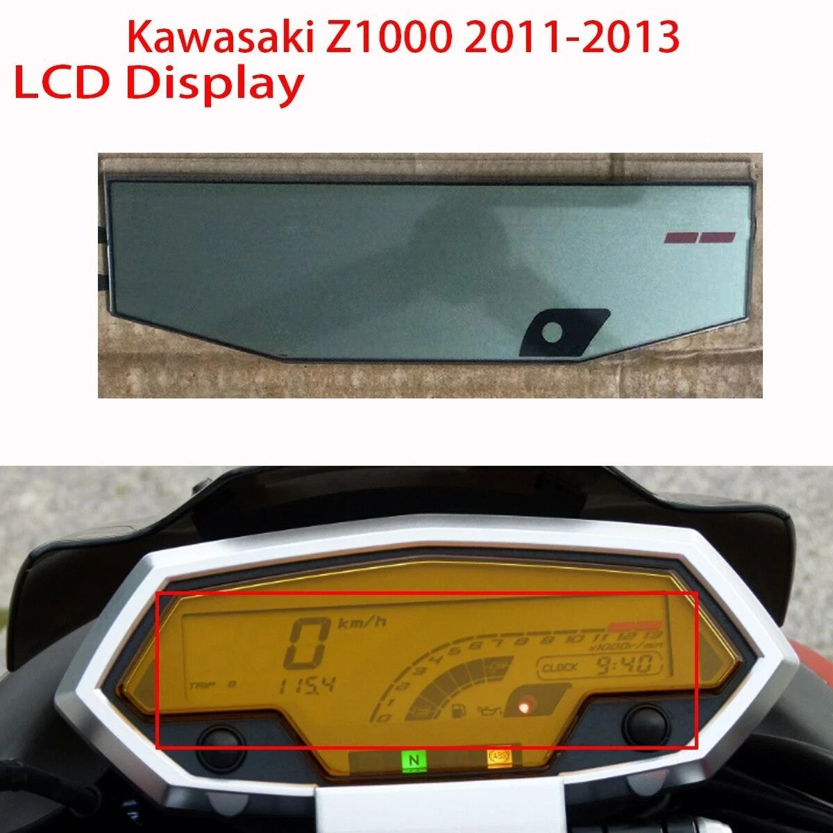 LCD Display for Kawasaki Z1000 2011-2013 Speedometer Instrument LCD Repair