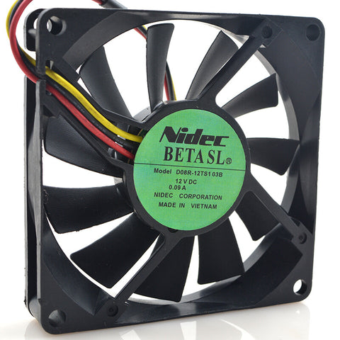 NIDEC D08R-12TS103B 80*80*15 12V 0.09A 8CM 3 wire cooling fan
