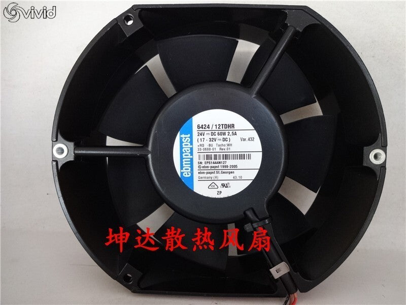 Cooling Fan 6424/12TDHR DC24V 60W 172*150*51MM 3 WIRE Aluminum Frame