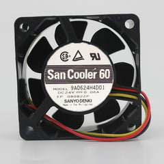 Sanyo 9A0624H4D01 6cm 6025 24V 0.06A 3-wire axial server inverter cooling fan