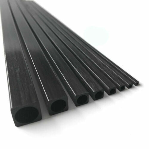 10mm x 10mm with 8mm hole 500mm Carbon Fiber Square Tube Bar