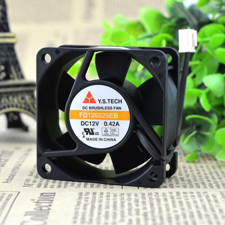 1 PC Y.S TECH FD126025EB DC 12V 0.42A 60x60x25mm 2 Wire Cooling Fan