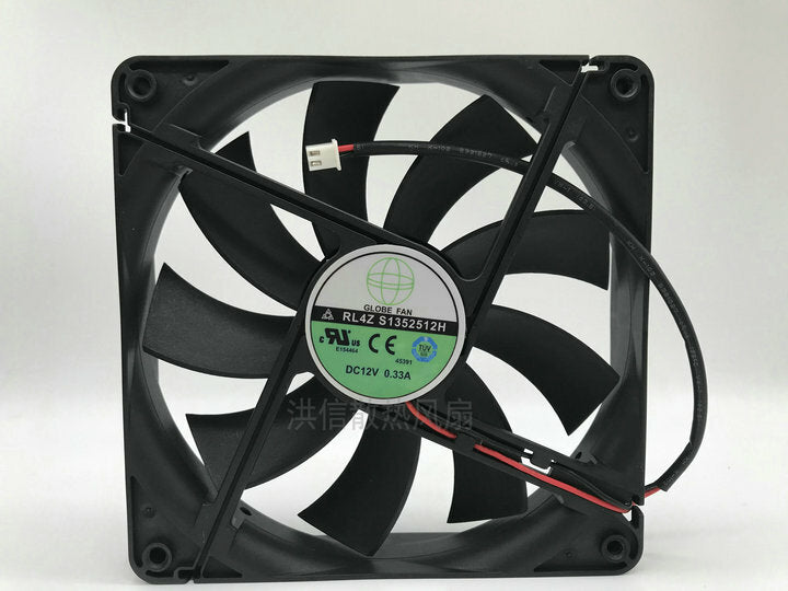 GLOBE FAN RL4Z S1352512H 12V 0.33A 135*135*25MM 13.5CM 2Pin Cooling Fan