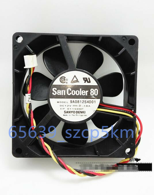 San Cooler 80 9A0812S4D01 12V 0.18A 8cm 8025 3-Pin Chassis Cooling Fan