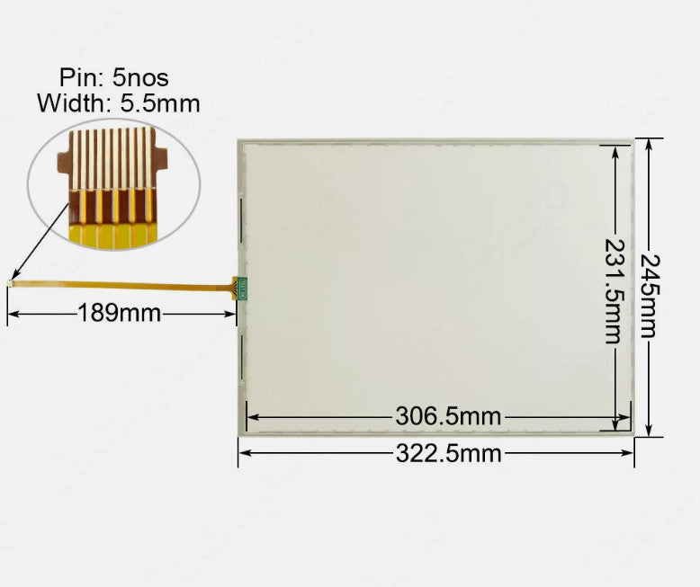 2711P-T15C22A9P-A Touch Screen for 2711P-T15C22A9P SER A + Protective Film 5pin