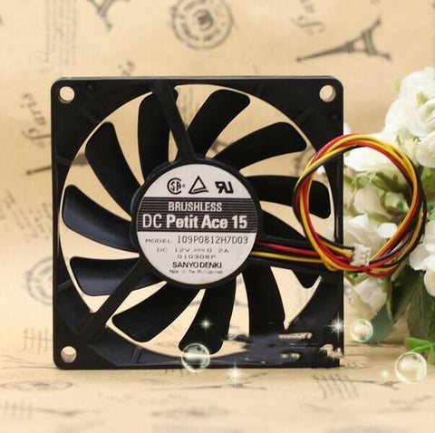 Original SANYO 109P0812H7D03 12V 0.2A 8015 8CM 80*80*15MM 3 wire cooling fan