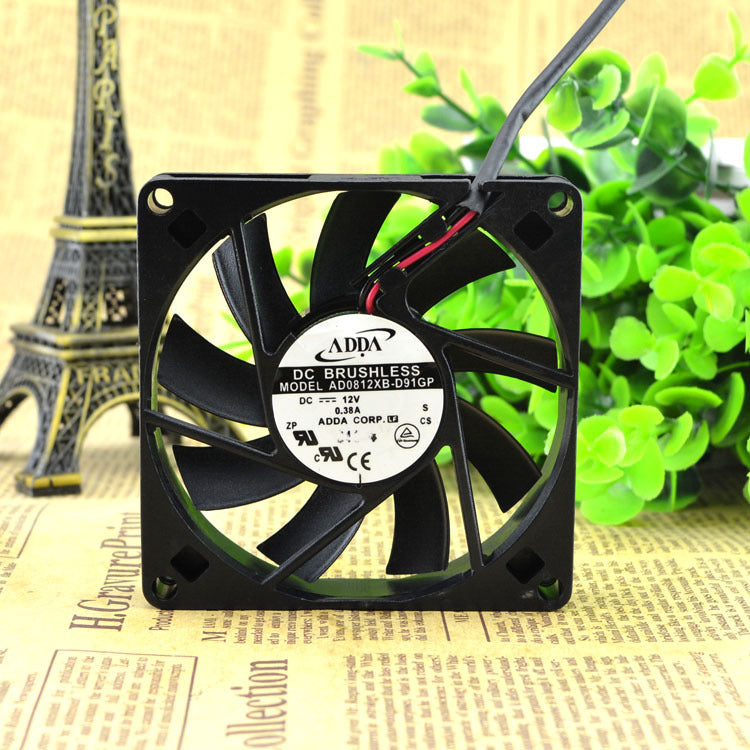 ADDA AD0812XB-D91GP DC 12V 0.38A 2Pin 80x80x15mm BALL BEARING Case Cooling Fan
