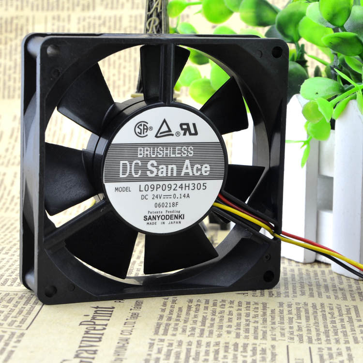 SANYO L09P0924H305 92*92*25mm DC 24V 0.14A 3 wire Cooler Cooling Fan