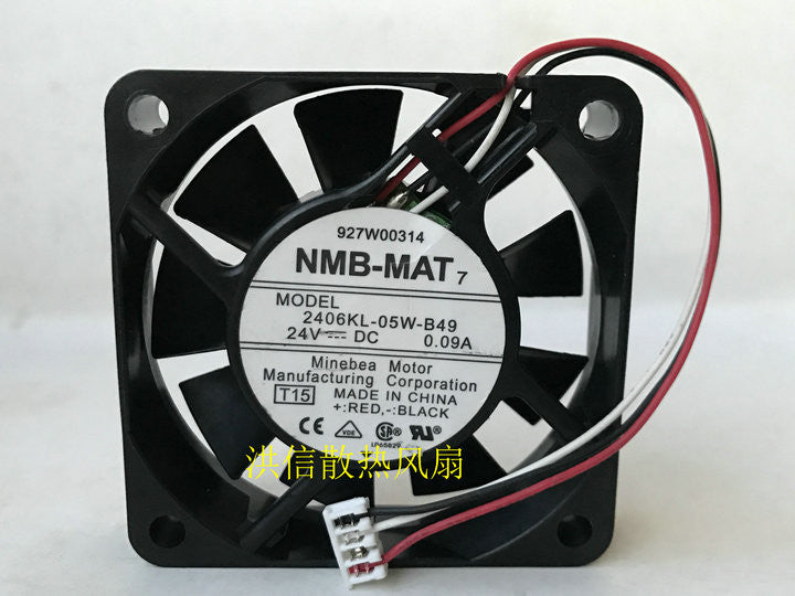 1PC NMB-MAT 6015 2406KL-05W-B49 24V 0.09A 6CM 3-wire inverter cooling fan