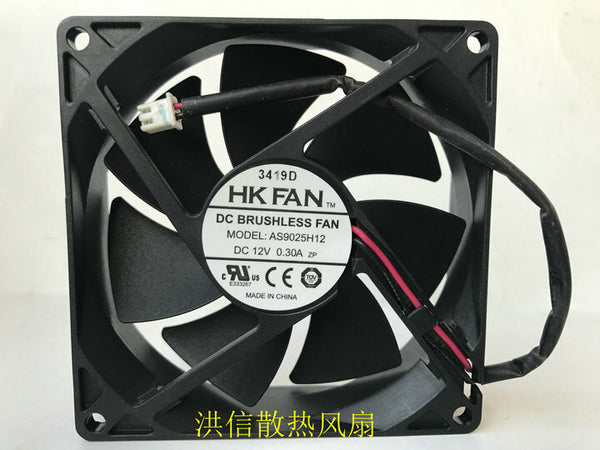HKFAN AS9025H12 DC12V 0.30A 9CM 90*90*25MM 2Pin Cooling Fan