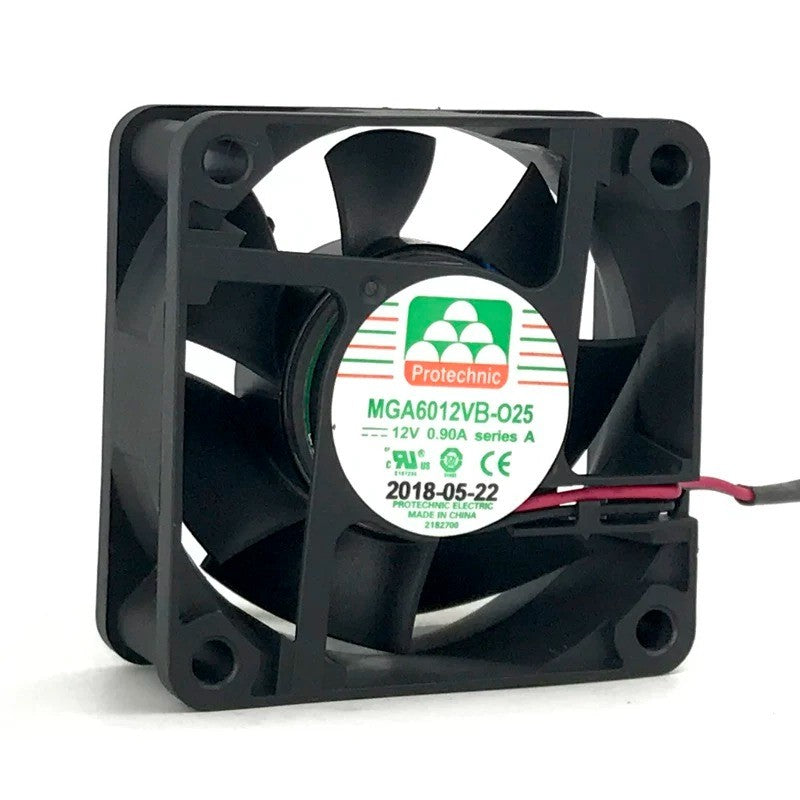 1 PCS Protechnic Fan MGA6012VB-O25 DC12V 0.9A 6025 6CM 2 wire cooling fan