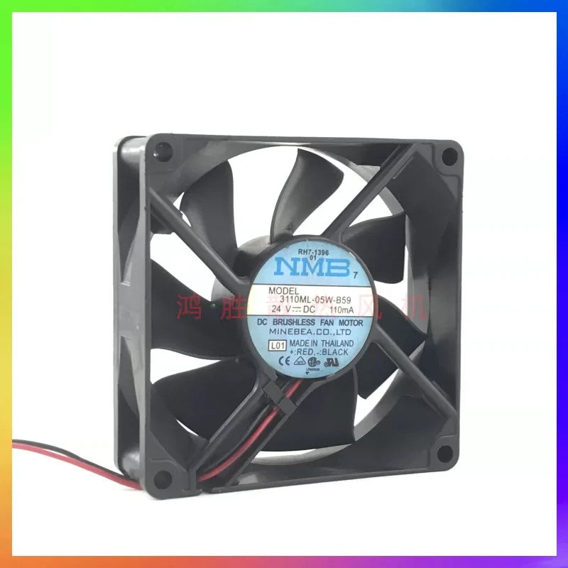 1PCS NMB 3110ML-05W-B59 24VDC 110mA 8025 8CM 2-wire inverter cooling fan