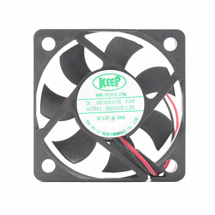 1PC YFLELE A5010L12S 12V 0.08A 5010 5CM 2 wire cooling fan