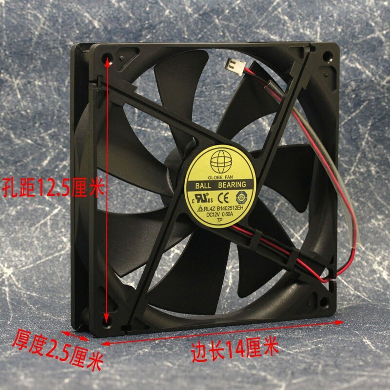 Original 14cm RL4Z B1402512EH 12V 0.6A 14025 dual ball computer case cooling fan