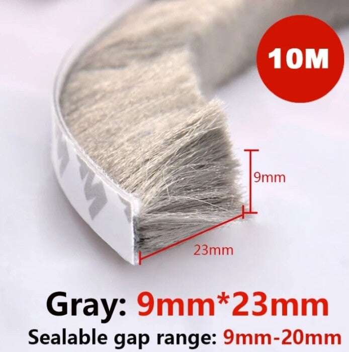 10Meters Window Brush Seal Strip Self Adhesive Weather Stripping Door Sweep