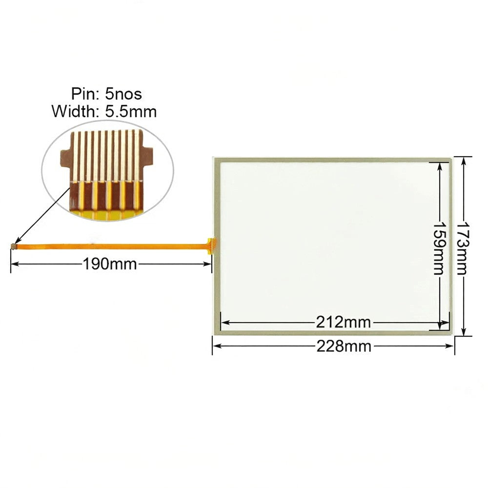 5pin Touch Screen for AB 2711P-T10C22D9P with Protective Film Touch Panel Glass