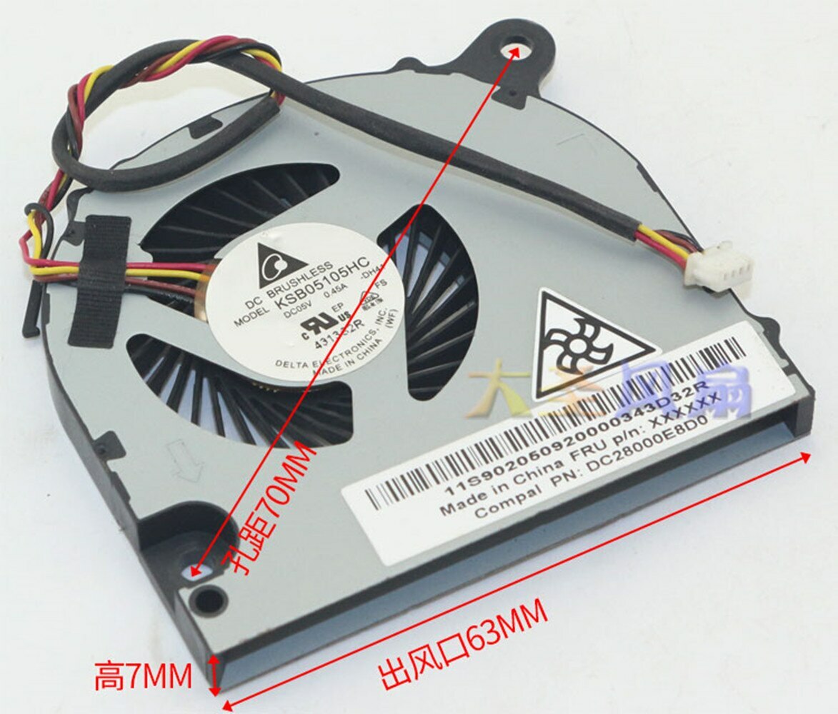 KSB05105HC-DH41 Delta notebook cooling fan 5v 0.45a cpu fan 4 wires