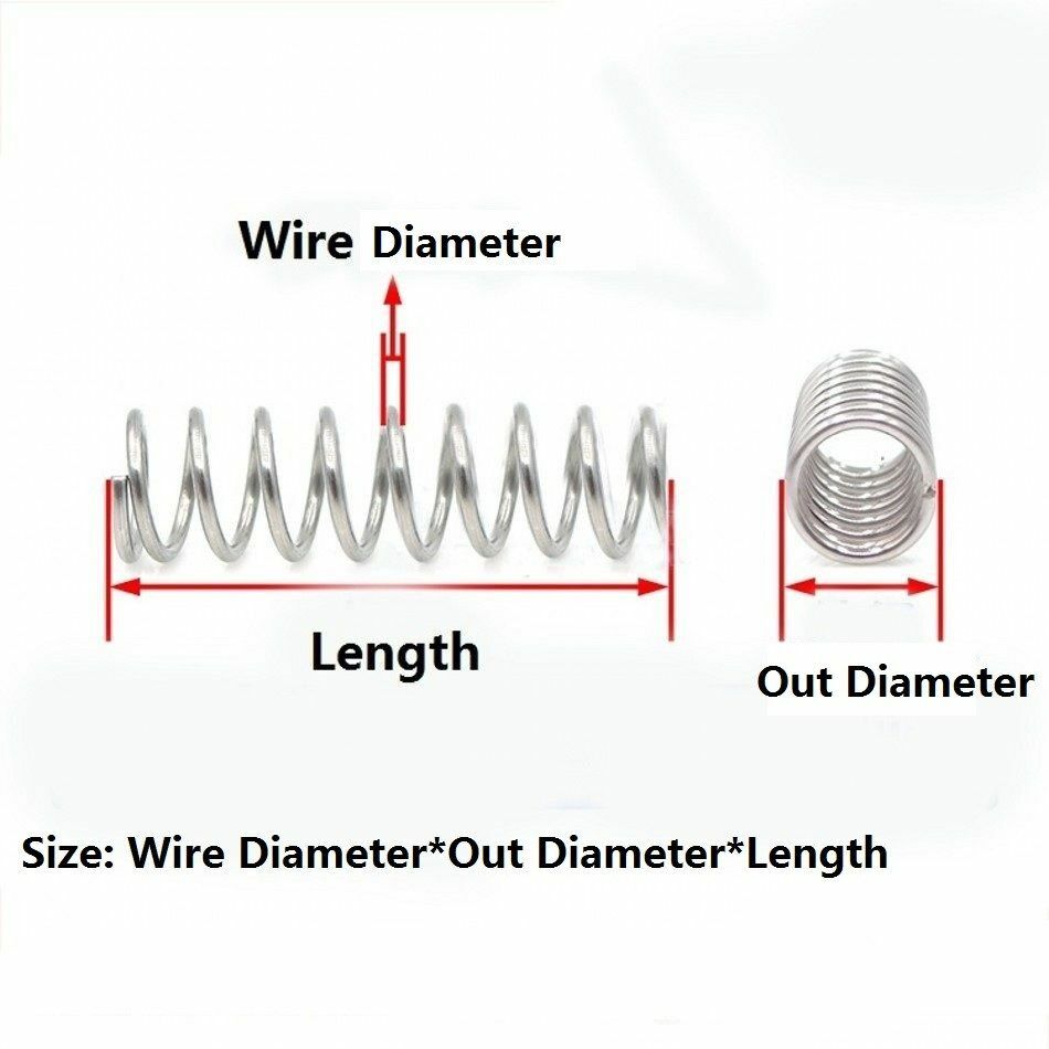 10Pcs Wire Dia 0.6/0.7/0.8mm 304 Stainless Steel Compression Spring OD 5mm-50mm