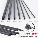 Carbon Fiber Rod Dia 2mm - 6mm Hollow Round Tube Bar Shaft For RC Airplane black