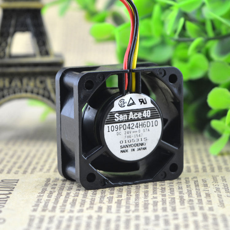 SANYO 109P0424H6D10 40x40x20mm DC 24V 0.07A 3 wire Chassis Cooling Fan