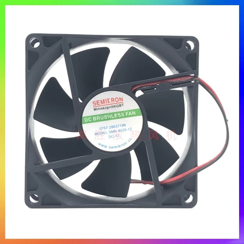 1PCS SMK-8025-12 DC12V 8025 8cm 2-wire chassis cooling fan
