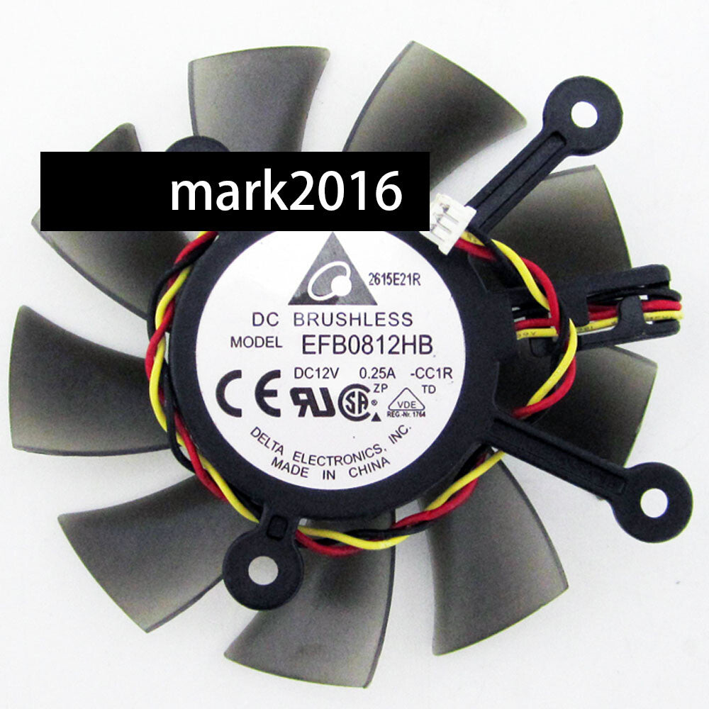 Delta EFB0812HB DC 12V 0.25A 3-line Graphics Card Heat Dissipation Cooling Fan