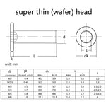 M3-M6 SS Allen Hex Hexagon Socket Ultra Thin Low Flat Wafer Cap Head Screw Bolt