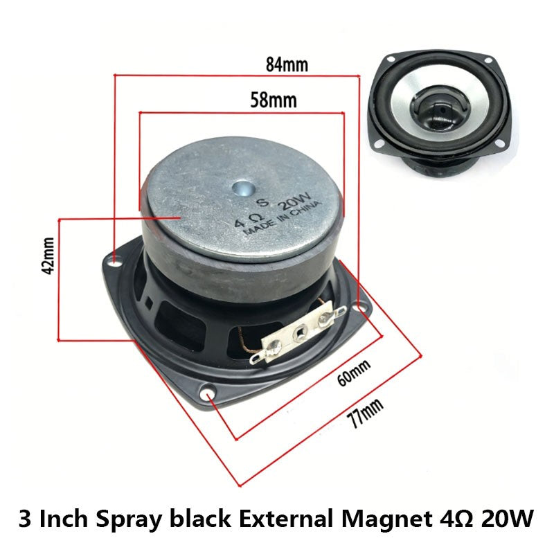 3 Inch 4Ω 8Ω 16Ohm 1W 2W 3W 5W 10W 20W Full-range Speaker Loudspeaker Waterproof