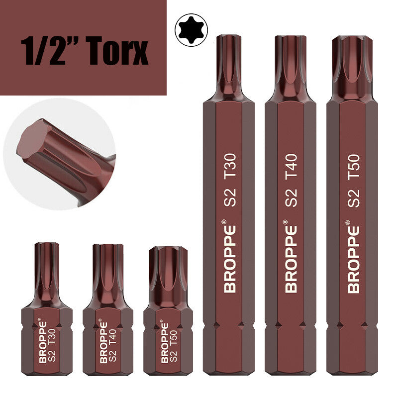 Torx Impact Screwdriver Bit T20 T25 T30 T40 T45 T50 T55 Insert Bit 30mm/75mm
