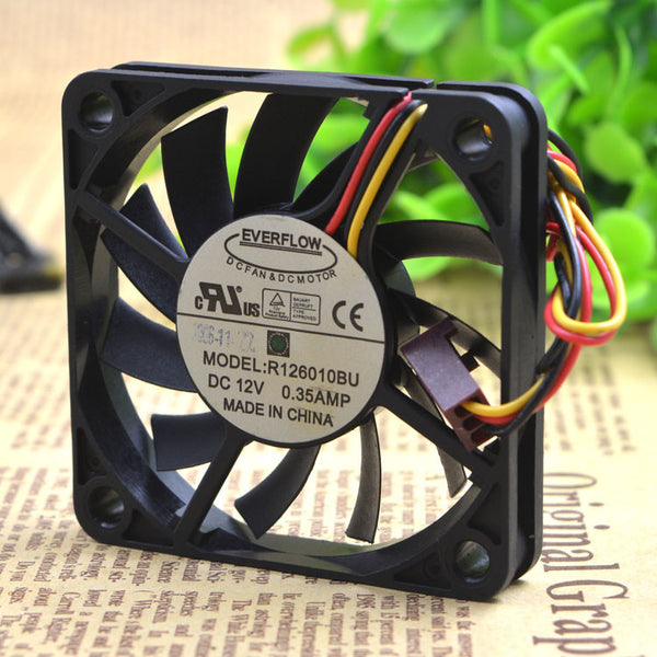 1 PCS EVERFLOW Fan R126010BU 6010 6CM DC 12V 0.35A 3 Pin