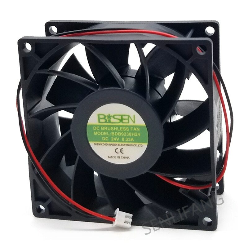 Cooling Fan 92*92*38mm BDB9238H24 24V 0.33A 2 line 2-PIN DC BRUSHLES FAN