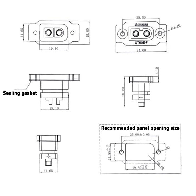 XT60E-F XT60E Female Plug Connector XT60H Male Bullet Plug With 12AWG 20cm Wire