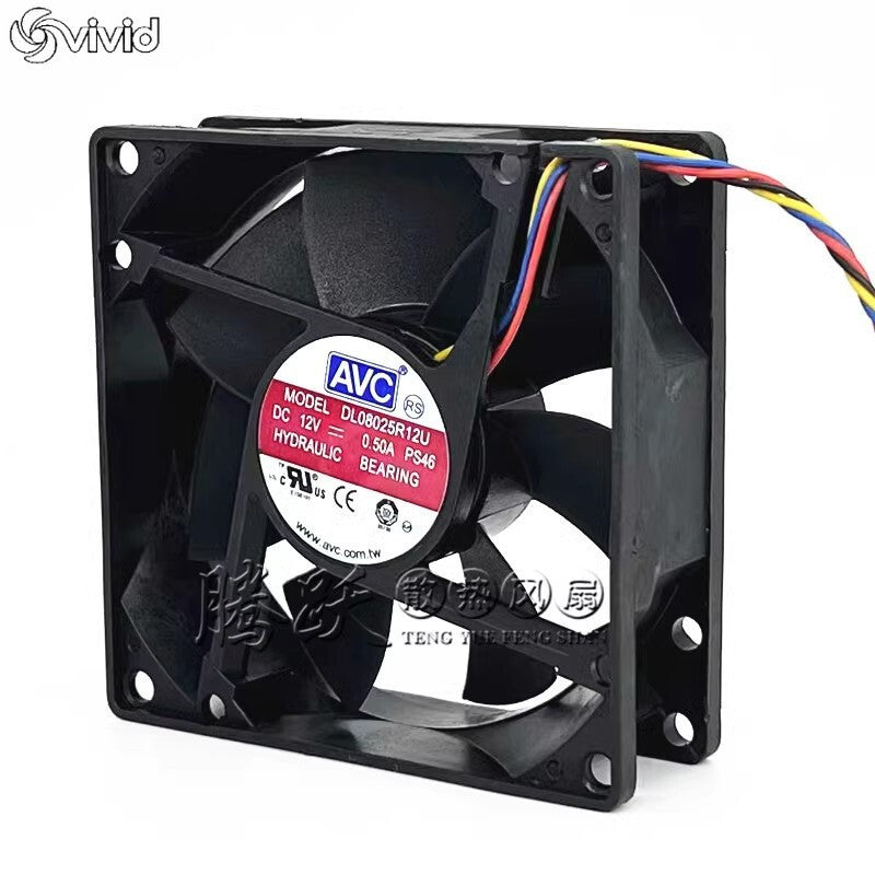 AVC 8025 DL08025R12U 12V 0.5A 8CM 4-pin PWM Speed Regulating Fan