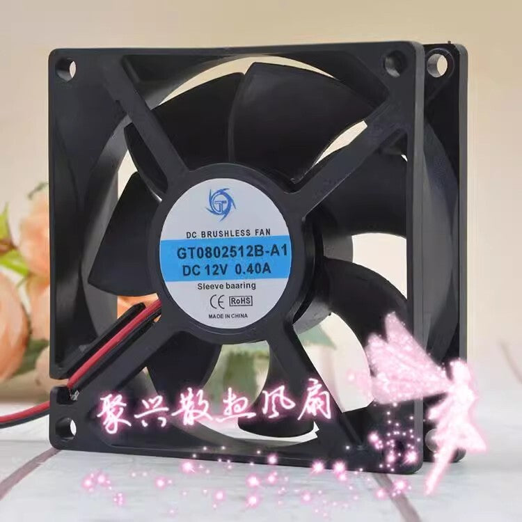 GT GT0802512B-A1 DC12V 0.40A 8025 8CM 2-Wire Cooling Fan