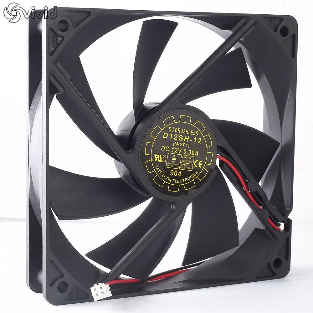 Yate Loon 12025 Axial Fan D12SH-12 12V 0.30A 2Wire High Airflow Cooling Fan