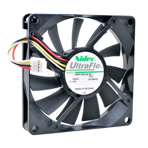Nidec U80R12MLAB-58 8cm 80mm DC12V 0.12A 4 lines Industrial computer cooling fan
