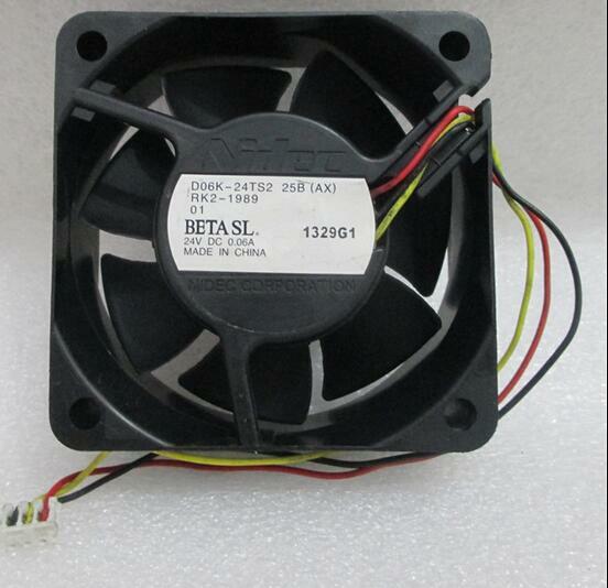 1pcs NIDEC D06K-24TS2 6025 DC24V 0.06A 6CM 3 wire fan