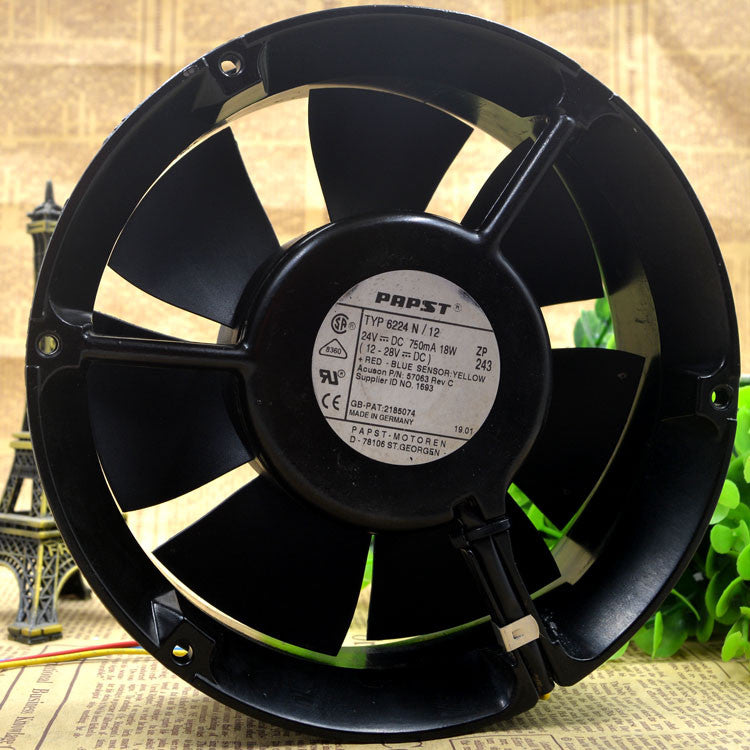 1PC Fan Papst TYPE 6224N/12 172*51mm 24v 18W-
