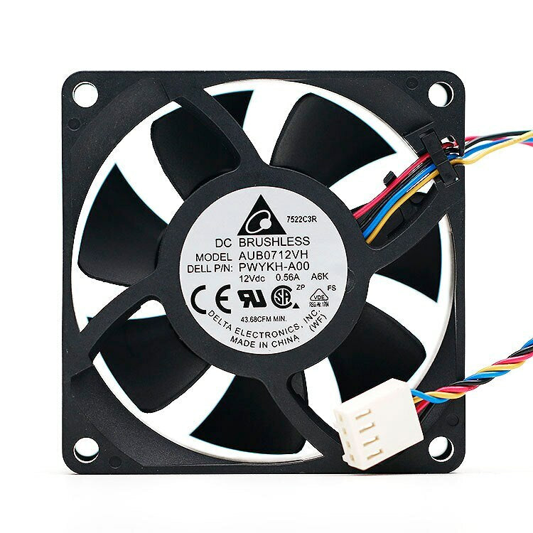 delta AUB0712VH 12V 0.56A 7CM 7025 PWM 4 wires temperature controlle fan