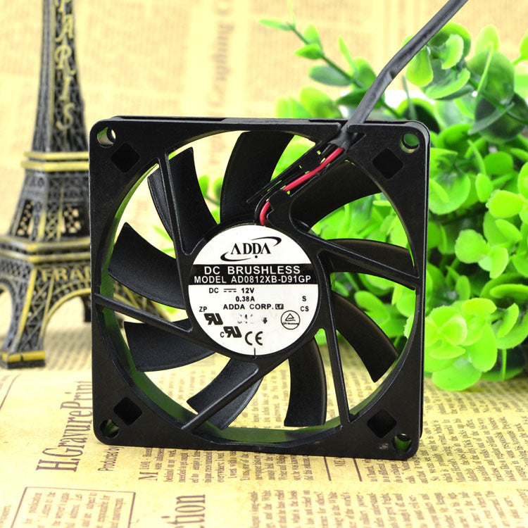 ADDA AD0812XB-D91GP DC 12V 0.38A 2Pin 80x80x15mm BALL BEARING Case Cooling Fan